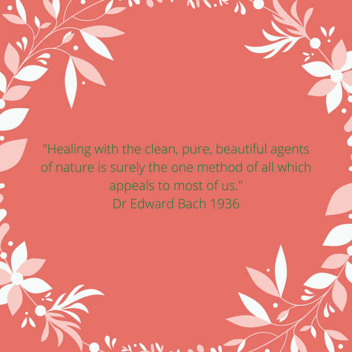 _Healing with the clean, pure, beautiful agents of nature is surely the one method of all which appeals to most of us._ Dr Edward Bach 1936